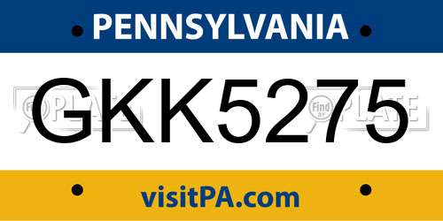 GKK5275 Pennsylvania License Plate
