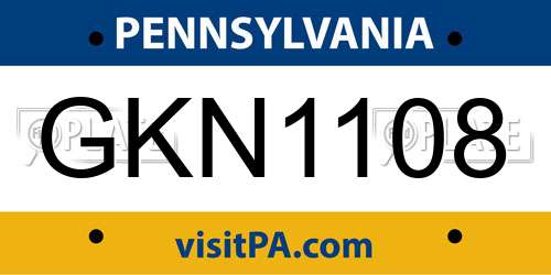 GKN1108 Pennsylvania License Plate