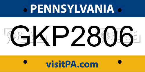 GKP2806 Pennsylvania License Plate