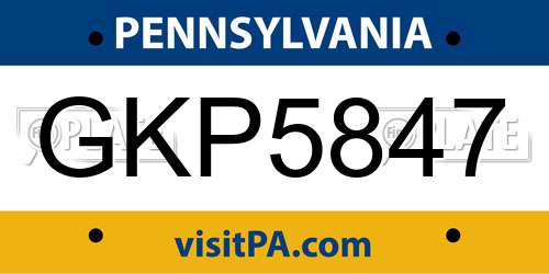 GKP5847 Pennsylvania License Plate