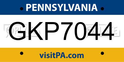GKP7044 Pennsylvania License Plate