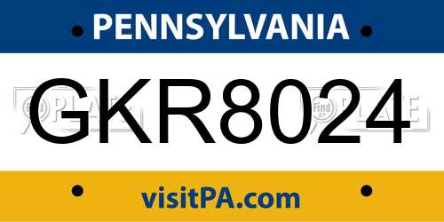 GKR8024 Pennsylvania License Plate