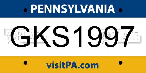 GKS1997 Pennsylvania License Plate