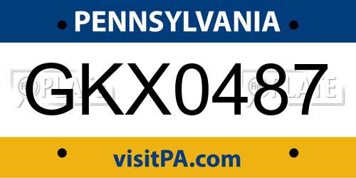 GKX0487 Pennsylvania License Plate