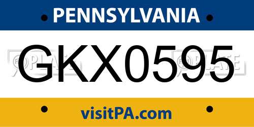 GKX0595 Pennsylvania License Plate