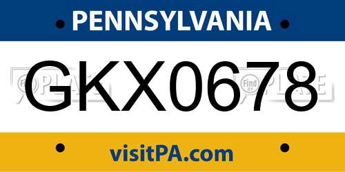 GKX0678 Pennsylvania License Plate