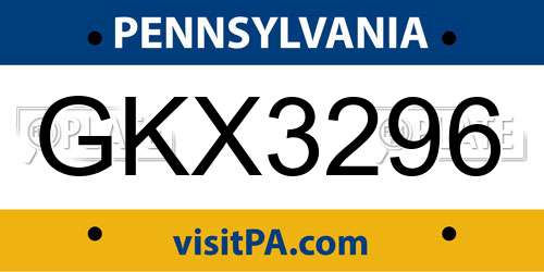 GKX3296 Pennsylvania License Plate