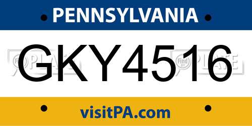 GKY4516 Pennsylvania License Plate