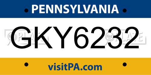GKY6232 Pennsylvania License Plate