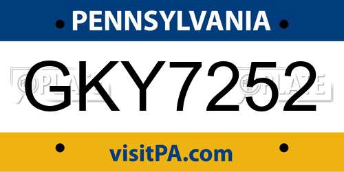 GKY7252 Pennsylvania License Plate