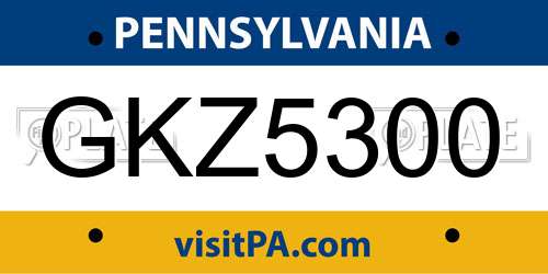 GKZ5300 Pennsylvania License Plate