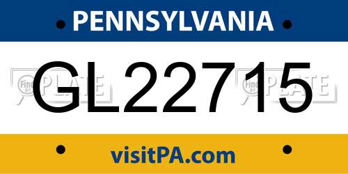 GL22715 Pennsylvania License Plate