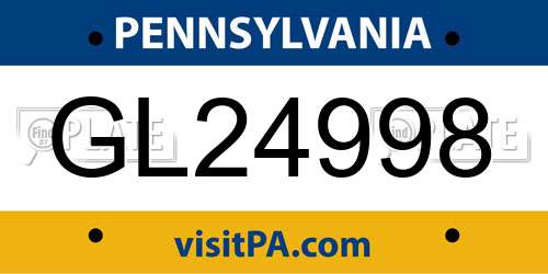 GL24998 Pennsylvania License Plate