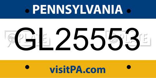 GL25553 Pennsylvania License Plate