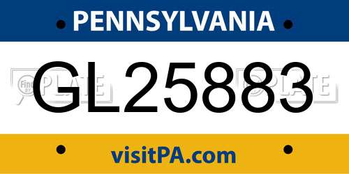 GL25883 Pennsylvania License Plate
