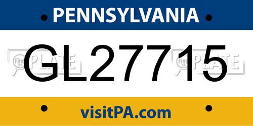 GL27715 Pennsylvania License Plate