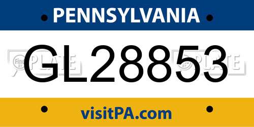 GL28853 Pennsylvania License Plate