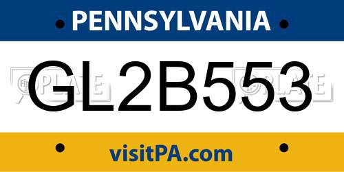 GL2B553 Pennsylvania License Plate