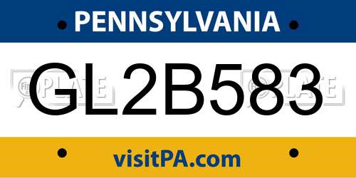 GL2B583 Pennsylvania License Plate