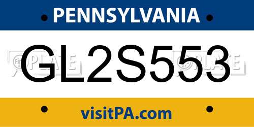 GL2S553 Pennsylvania License Plate