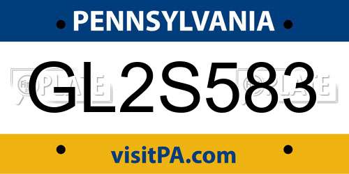 GL2S583 Pennsylvania License Plate