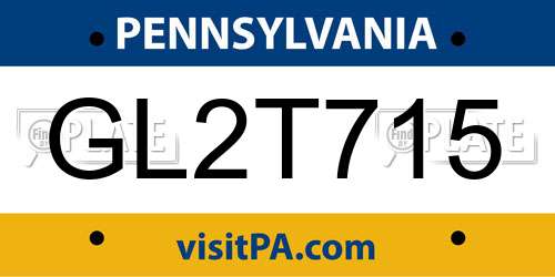 GL2T715 Pennsylvania License Plate