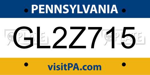 GL2Z715 Pennsylvania License Plate