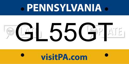 GL55GT Pennsylvania License Plate