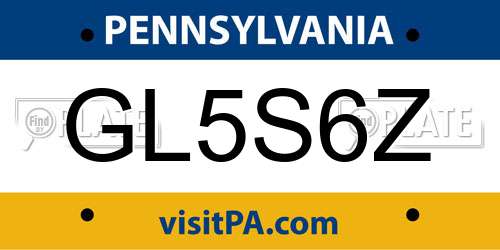 GL5S6Z Pennsylvania License Plate