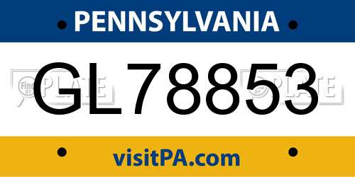 GL78853 Pennsylvania License Plate