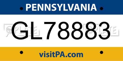 GL78883 Pennsylvania License Plate