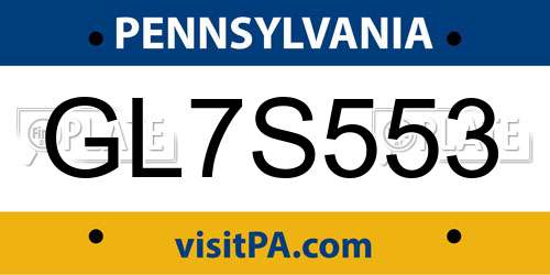 GL7S553 Pennsylvania License Plate