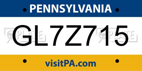 GL7Z715 Pennsylvania License Plate