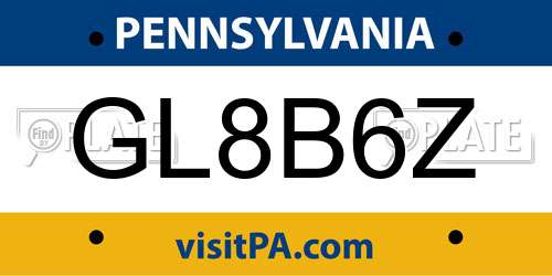 GL8B6Z Pennsylvania License Plate