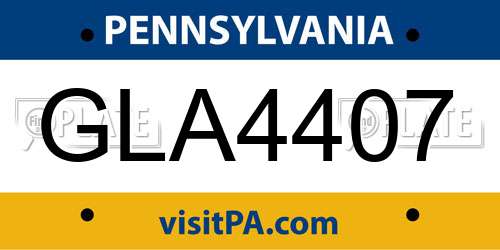 GLA4407 Pennsylvania License Plate