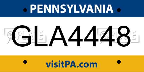 GLA4448 Pennsylvania License Plate