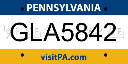 GLA5842 Pennsylvania License Plate