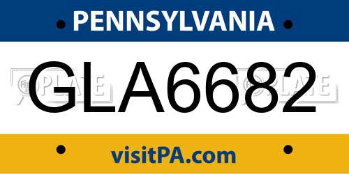 GLA6682 Pennsylvania License Plate