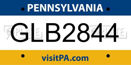 GLB2844 Pennsylvania License Plate