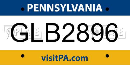 GLB2896 Pennsylvania License Plate
