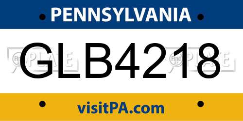 GLB4218 Pennsylvania License Plate
