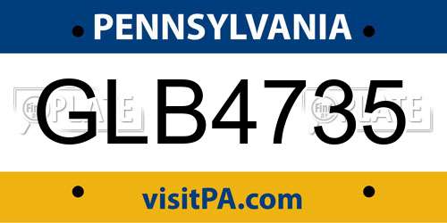 GLB4735 Pennsylvania License Plate