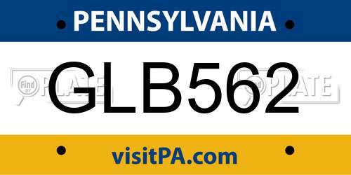 GLB562 Pennsylvania License Plate
