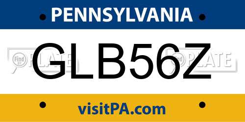 GLB56Z Pennsylvania License Plate