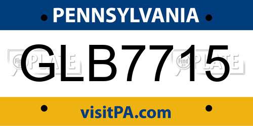GLB7715 Pennsylvania License Plate