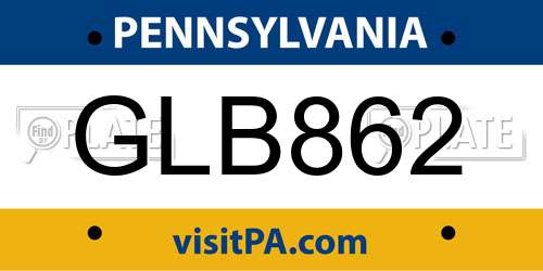 GLB862 Pennsylvania License Plate