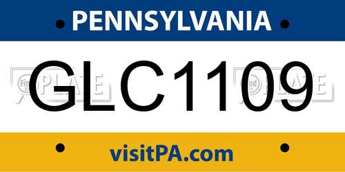 GLC1109 Pennsylvania License Plate