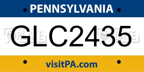 GLC2435 Pennsylvania License Plate