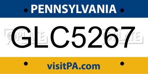 GLC5267 Pennsylvania License Plate