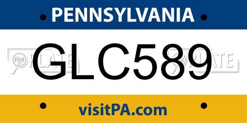 GLC589 Pennsylvania License Plate